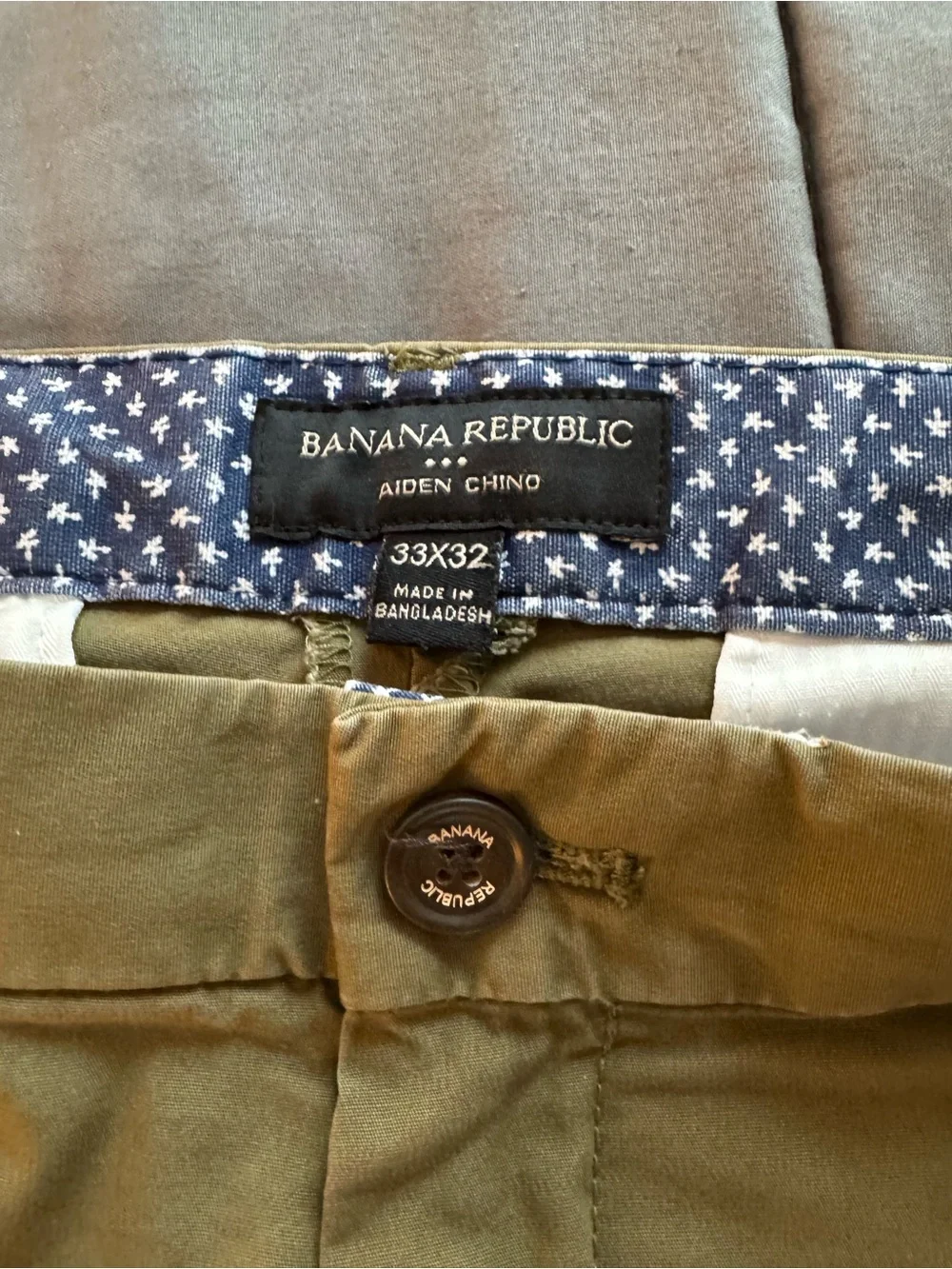 Banana Republic Aiden Slim Fit Chino Pants Olive Green 33x32
